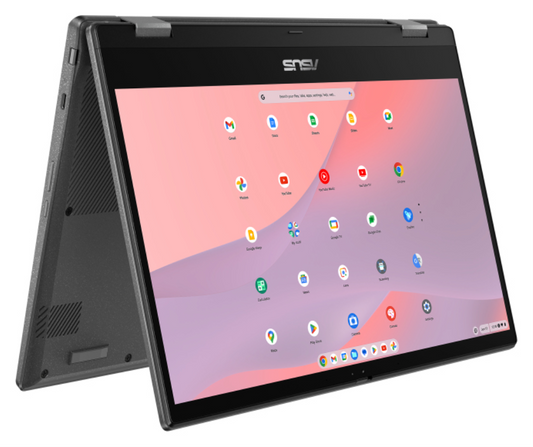 ASUS Chromebook CM14 Flip CL1402FM2A-EC0286 - Ordenador Portatil 14'' Full HD (MediaTek Kompanio 520, 8GB RAM, 128GB eMMC, ARM Mali-G52 MC2, ChromeOS) Gris Gravidad - Teclado QWERTY espanol