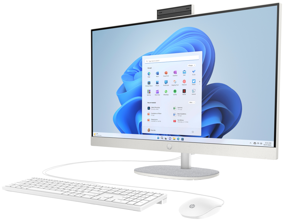HP 27 inch All-in-One 27-cr0130ns PC IntelÂ® Coreâ¢ i5 i5-1335U 68,6 cm (27'') 1920 x 1080 Pixeles 8 GB DDR4-SDRAM 512 GB SSD FreeDOS Wi-Fi 6 (802.11ax) Blanco
