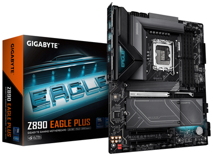 GIGABYTE Z890 EAGLE PLUS Placa Base â Compatible con procesadores Intel Core Ultra (Serie 2), VRM de 14+1+2 fases, hasta 9466 MHz DDR5 (OC), 1x PCIe 5.0 M.2 + 3x PCIe 4.0 M.2, LAN 2.5 GbE, USB4