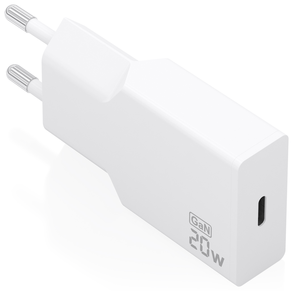 AISENS Cargador Ultra Delgado GaN 20W, 1xUSB-C PD3.0, Blanco