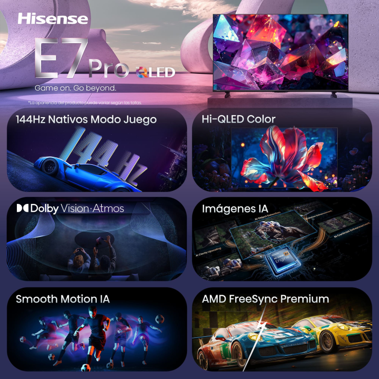 Hisense 85E7S PRO Televisor 2,16 m (85'') 4K Ultra HD Smart TV Wifi Negro 400 cd / mA²