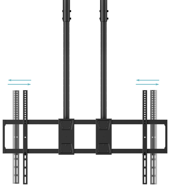 TooQ Soporte de Techo Extensible con doble mastil para Pantallas 60”-120'', Negro