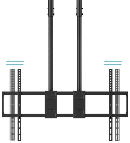 TooQ Soporte de Techo Extensible con doble mastil para Pantallas 60”-120'', Negro