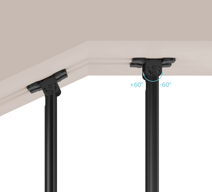 TooQ Soporte de Techo Extensible con doble mastil para Pantallas 60”-120'', Negro