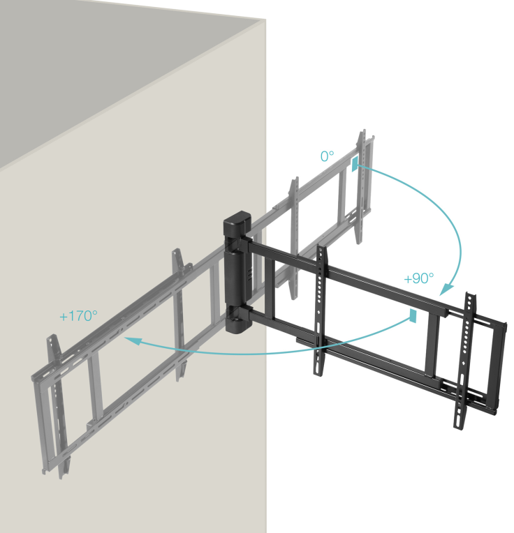 TooQ Soporte de pared Con regulacion electrica para pantallas de 32” – 75”, Negro
