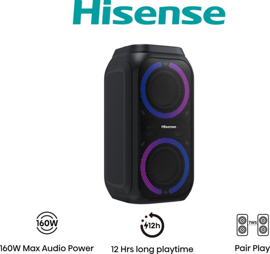 Hisense Party Rocket 160 Altavoz para fiestas Negro 160 W