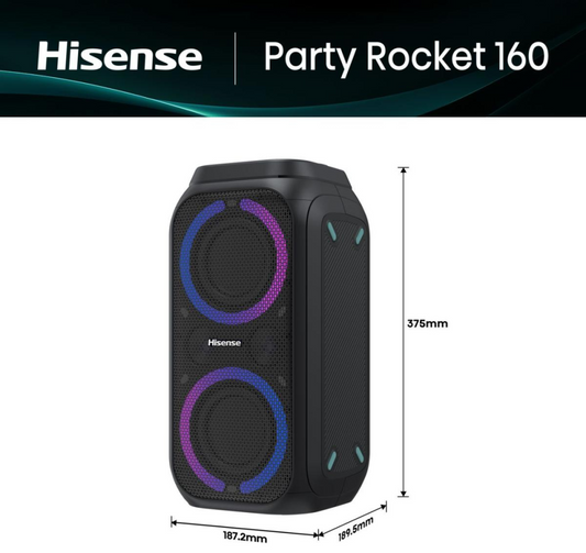 Hisense Party Rocket 160 Altavoz para fiestas Negro 160 W