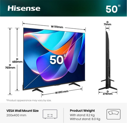 Hisense 50A6S 127 cm (50'') 4K Ultra HD Smart TV Wifi Negro
