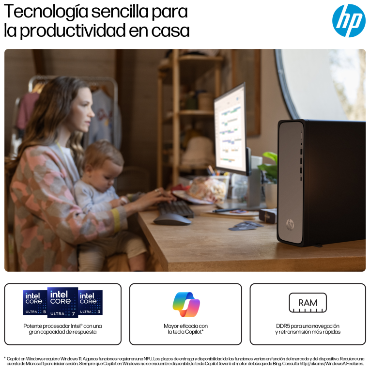 HP OmniDesk Slim Desktop S03-0020ns PC IntelÂ® Coreâ¢ i3 i3-14100 8 GB DDR5-SDRAM 512 GB SSD FreeDOS Torre Plata