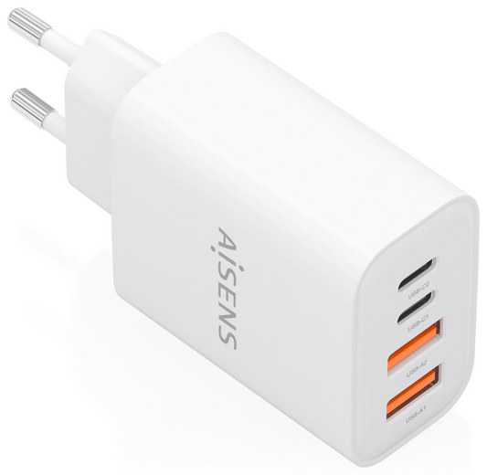 AISENS Cargador GaN 32W, 2xUSB-C PD3.0, 2xUSB-A, Blanco