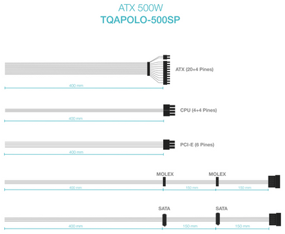 TooQ TQAPOLO-500SP unidad de fuente de alimentacion 500 W 20+4 pin ATX ATX Plata