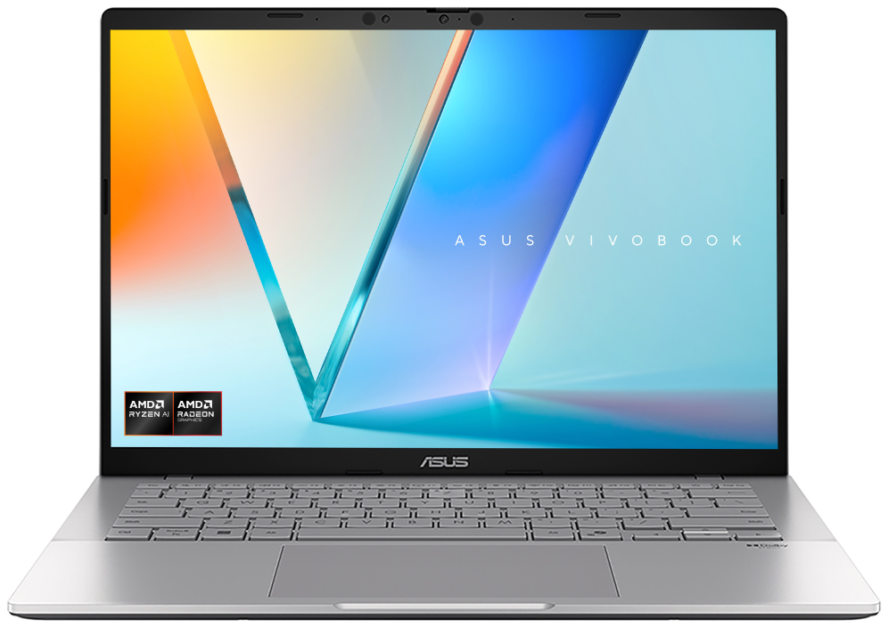 ASUS Vivobook S14 OLED M3407GA-SF010 Copilot+ PC - Ordenador Portatil 14'' WUXGA (AMD Ryzen AI 7 445, 16GB RAM, 512GB SSD, Radeon 840M, Sin Sistema Operativo) Plata Fria - Teclado QWERTY espanol