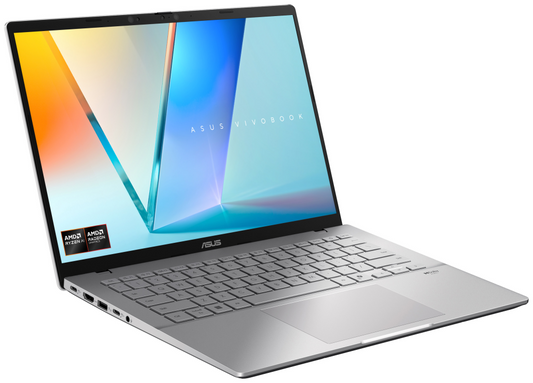 ASUS Vivobook S14 OLED M3407GA-SF010 Copilot+ PC - Ordenador Portatil 14'' WUXGA (AMD Ryzen AI 7 445, 16GB RAM, 512GB SSD, Radeon 840M, Sin Sistema Operativo) Plata Fria - Teclado QWERTY espanol