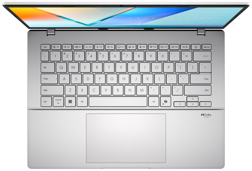 ASUS Vivobook S14 OLED M3407GA-SF010 Copilot+ PC - Ordenador Portatil 14'' WUXGA (AMD Ryzen AI 7 445, 16GB RAM, 512GB SSD, Radeon 840M, Sin Sistema Operativo) Plata Fria - Teclado QWERTY espanol