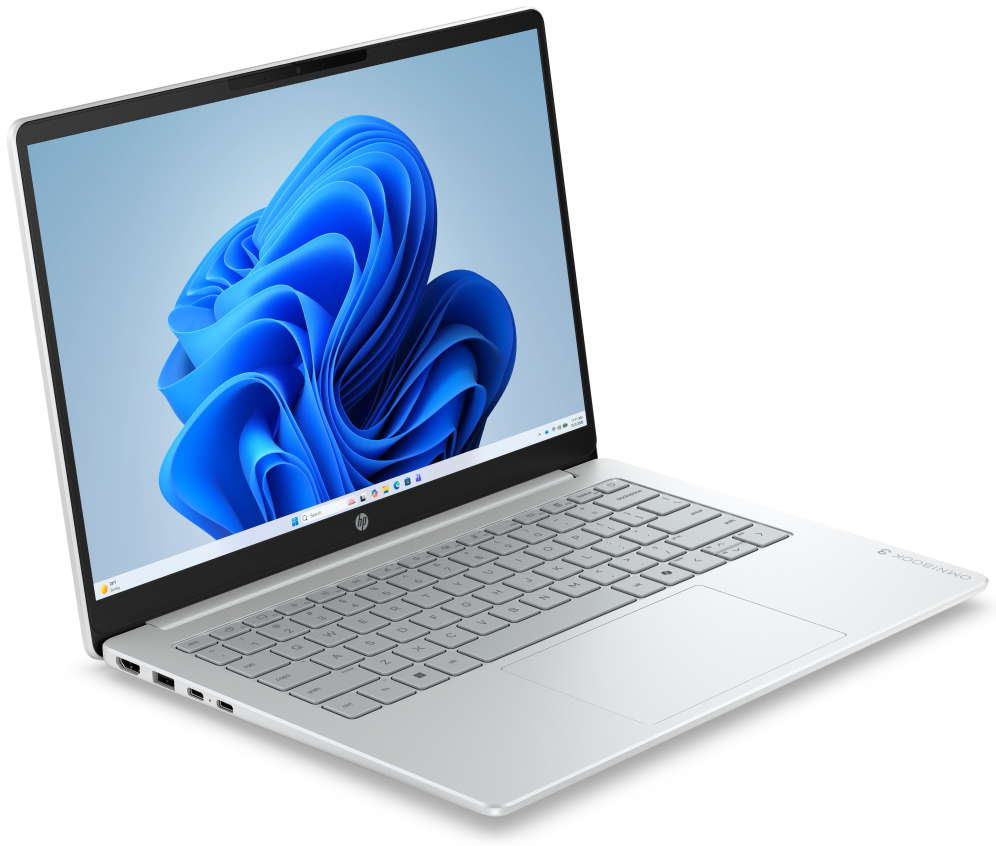 HP OmniBook 3 Laptop AI 14-ht0014nsx Intel Core Ultra 5 225U Portatil 35,6 cm (14'') 2K 8 GB DDR5-SDRAM 512 GB SSD Wi-Fi 6 (802.11ax) Windows 11 Home AI PC Gris, Plata