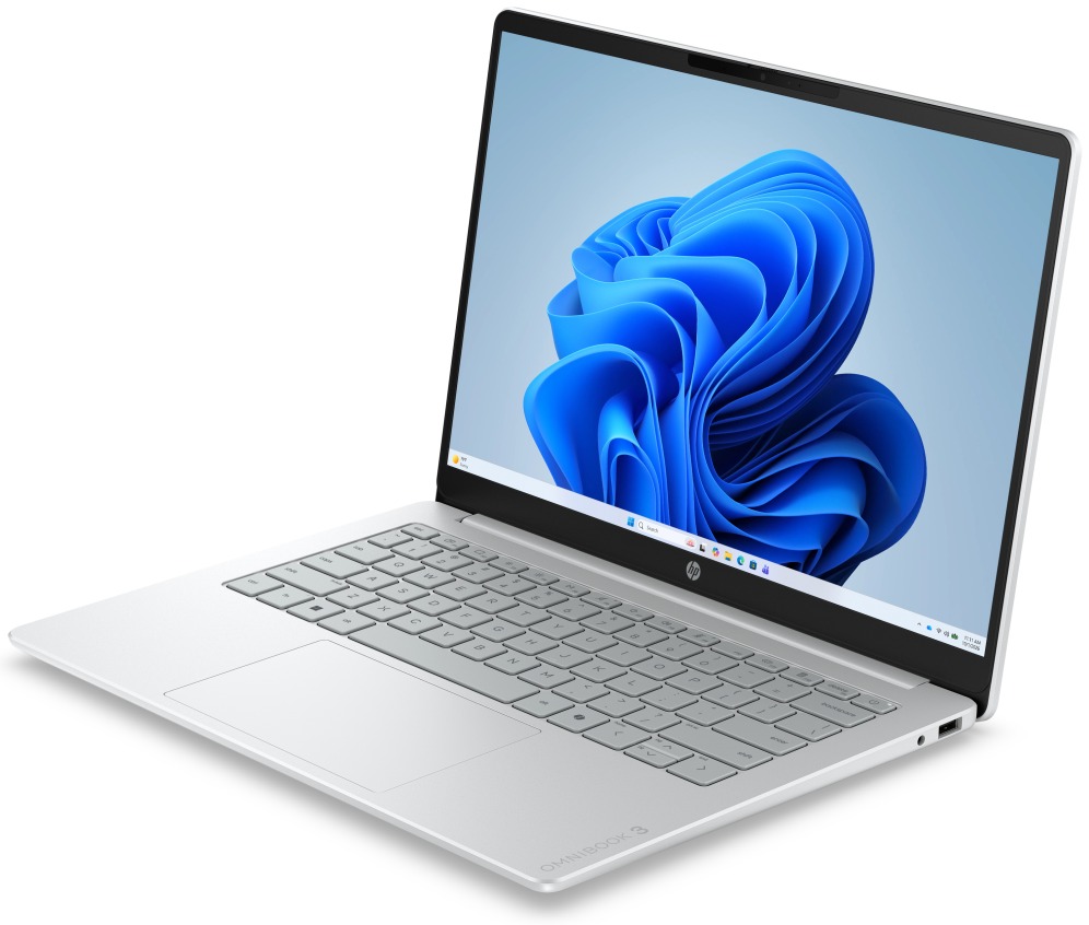 HP OmniBook 3 Laptop AI 14-ht0014nsx Intel Core Ultra 5 225U Portatil 35,6 cm (14'') 2K 8 GB DDR5-SDRAM 512 GB SSD Wi-Fi 6 (802.11ax) Windows 11 Home AI PC Gris, Plata