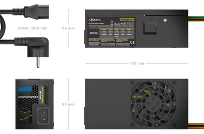 AISENS Fuente Alimentacion TFX 500W con Cable de Alimentacion OEM, Negra