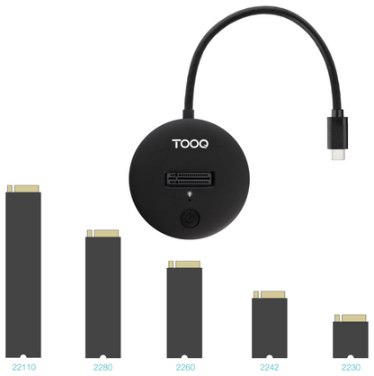 TooQ Docking Station USB-C 3.2 Gen 2x1 para SSD M.2 NVMe PICe, Negra