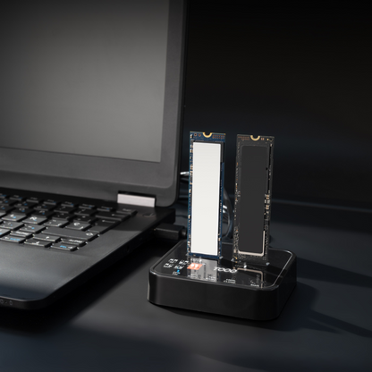 TooQ Docking Station USB-C 3.2 Gen 2 Dual Bay para SSD M.2 NGFF/NVMe Clonador, Negro