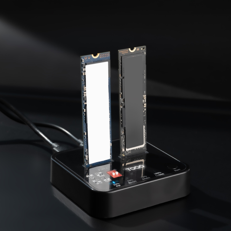 TooQ Docking Station USB-C 3.2 Gen 2 Dual Bay para SSD M.2 NGFF/NVMe Clonador, Negro