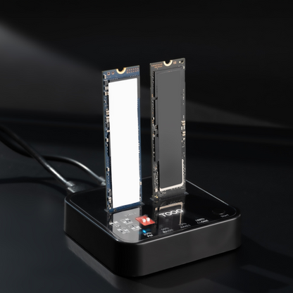 TooQ Docking Station USB-C 3.2 Gen 2 Dual Bay para SSD M.2 NGFF/NVMe Clonador, Negro