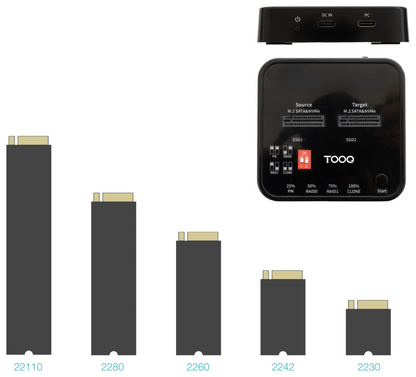 TooQ Docking Station USB-C 3.2 Gen 2 Dual Bay para SSD M.2 NGFF/NVMe Clonador, Negro