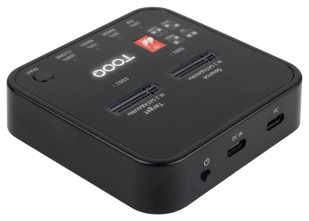 TooQ Docking Station USB-C 3.2 Gen 2 Dual Bay para SSD M.2 NGFF/NVMe Clonador, Negro