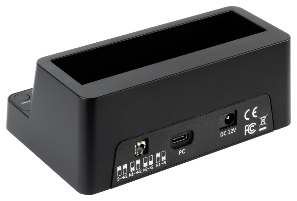TooQ Docking Station USB-C 3.2 Gen 2 Dos Bahias para SSD M.2 NVMe + Bahia para 2,5''- 3,5'' para HDD + Clonador, Negro