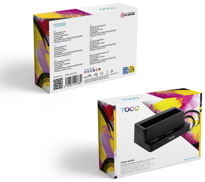 TooQ Docking Station USB-C 3.2 Gen 2 Dos Bahias para SSD M.2 NVMe + Bahia para 2,5''- 3,5'' para HDD + Clonador, Negro