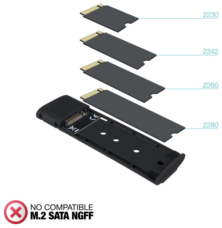 TooQ Caja Externa para SSD M.2 NVMe PICe, Negra