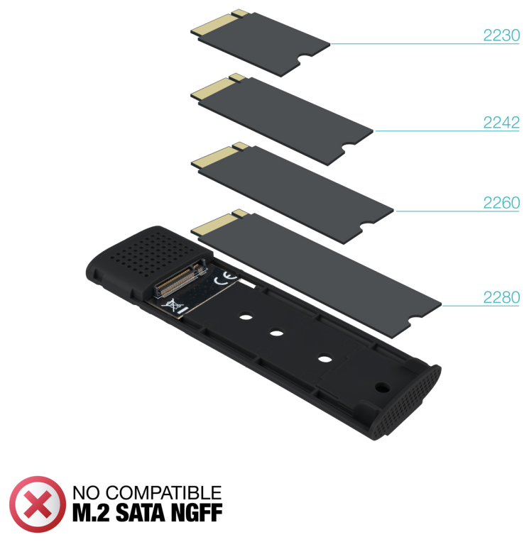 TooQ Caja Externa para SSD M.2 NVMe PICe, Negra