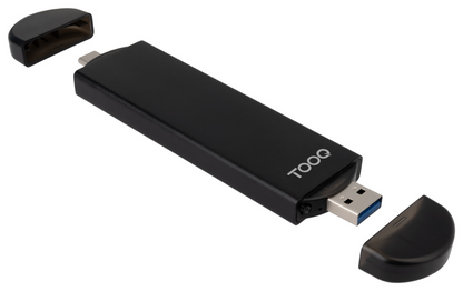 TooQ Caja Externa USB-C/M + USB-A/M para SSD M.2 NGFF/NVMe, Negra