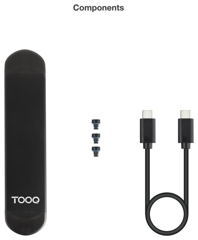 TooQ Caja Externa USB-C/M + USB-A/M para SSD M.2 NGFF/NVMe, Negra