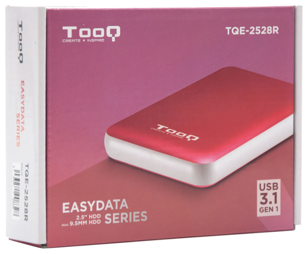 TooQ TQE-2528R caja para disco duro externo Caja externa para unidad de estado solido (SSD) Rojo 2.5''