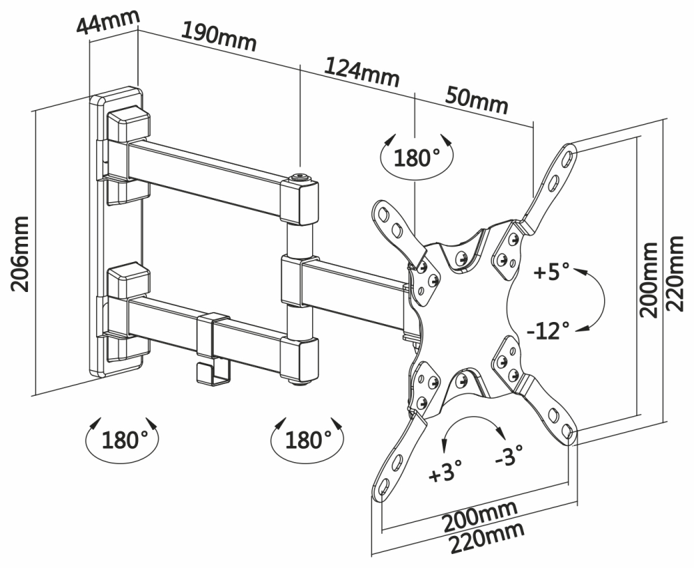AISENS WT42TSLE-011 soporte para TV 106,7 cm (42'') Negro