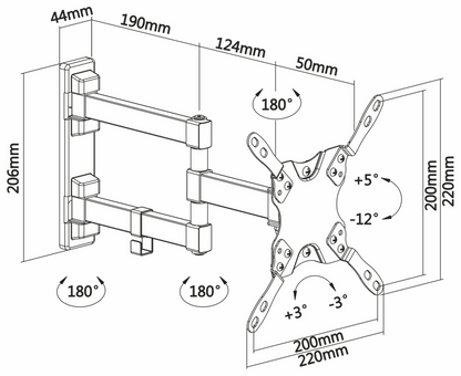 AISENS WT42TSLE-011 soporte para TV 106,7 cm (42'') Negro
