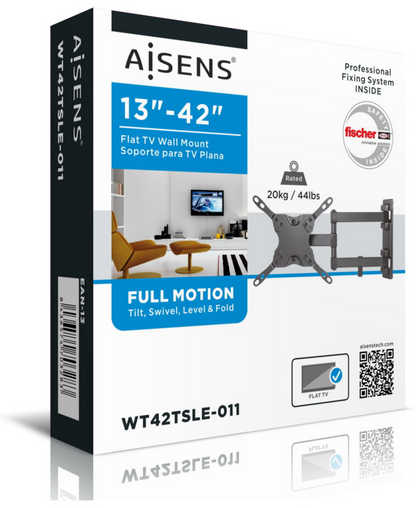 AISENS WT42TSLE-011 soporte para TV 106,7 cm (42'') Negro