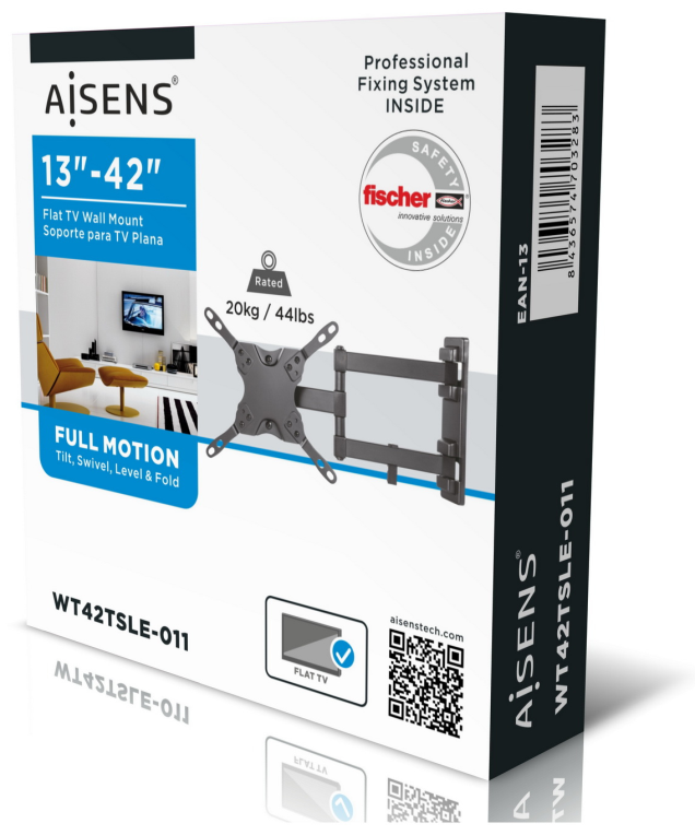 AISENS WT42TSLE-011 soporte para TV 106,7 cm (42'') Negro