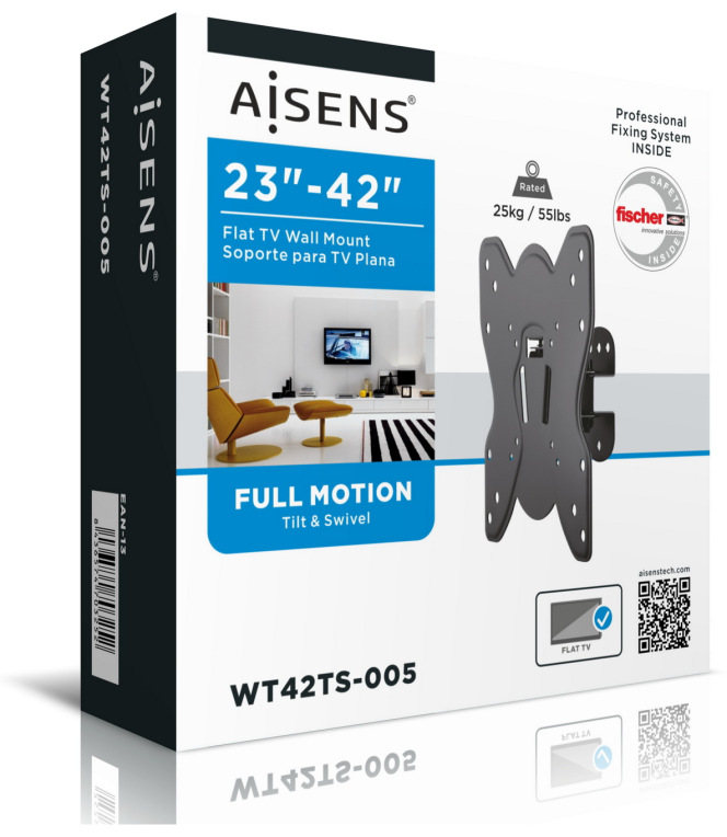 AISENS WT42TS-005 soporte para TV 106,7 cm (42'') Negro
