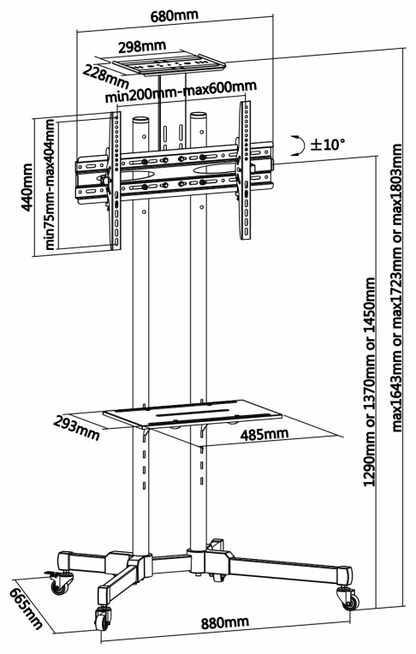 AISENS FT70TE-035 soporte para pantalla de senalizacion 177,8 cm (70'') Negro