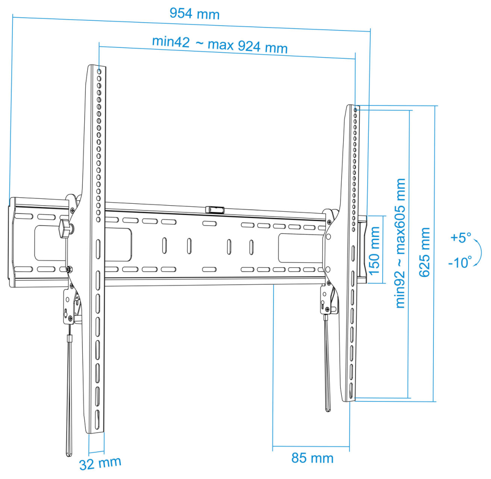 TooQ LP42100T-B soporte para TV 2,54 m (100'')