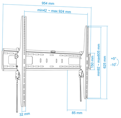 TooQ LP42100T-B soporte para TV 2,54 m (100'')