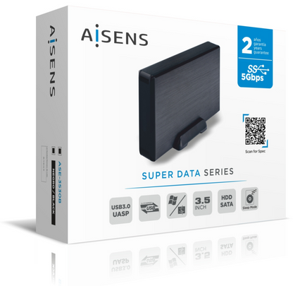 AISENS Caja externa 3,5'' ASE-3530B SATA a USB 3.0/USB 3.1 Gen1, Negra