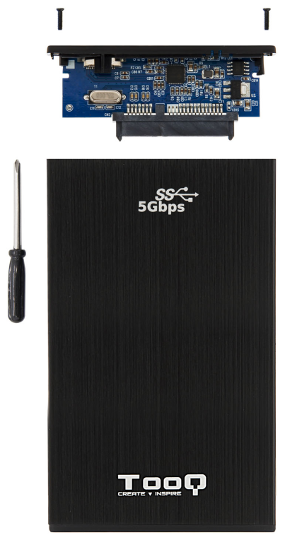 TooQ TQE-2522B caja para disco duro externo Caja de disco duro (HDD) Negro 2.5''