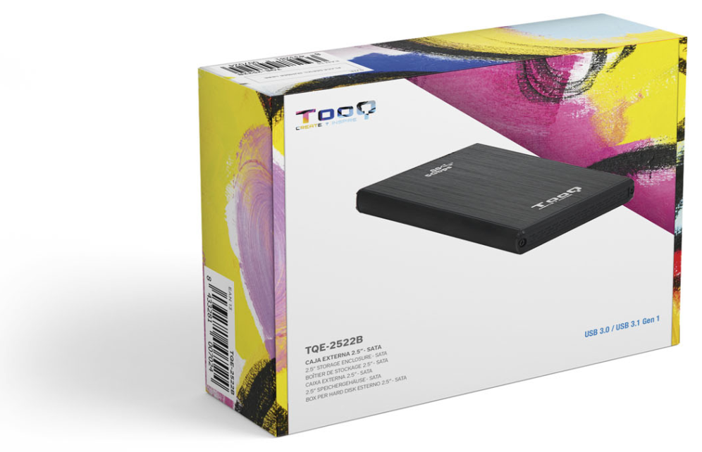 TooQ TQE-2522B caja para disco duro externo Caja de disco duro (HDD) Negro 2.5''