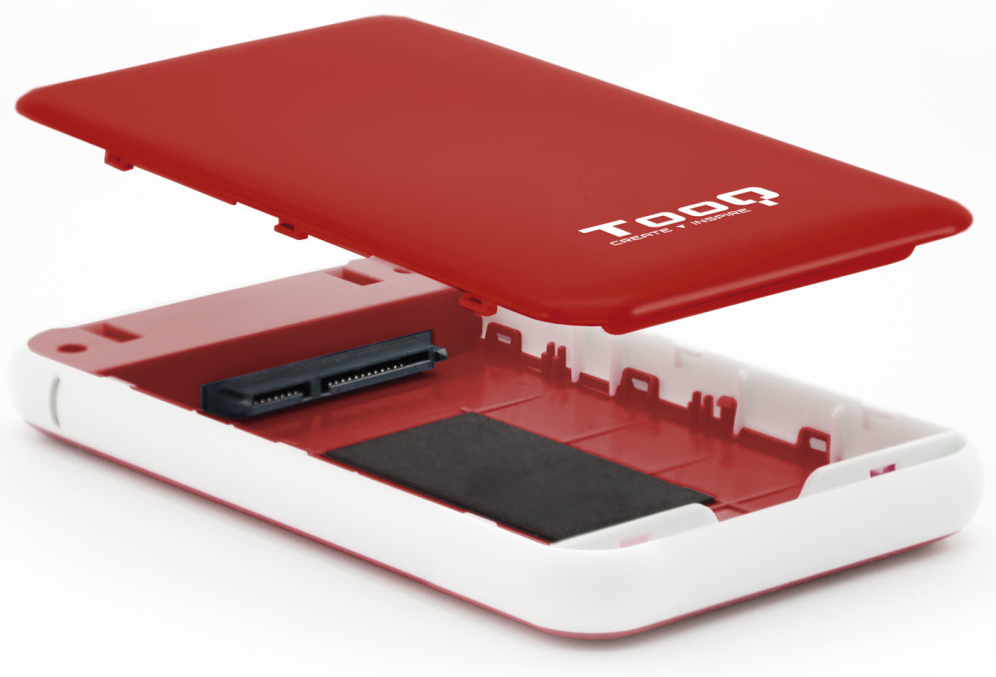TooQ TQE-2528R caja para disco duro externo Caja externa para unidad de estado solido (SSD) Rojo 2.5''
