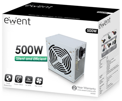 Ewent EW3909 unidad de fuente de alimentacion 500 W 20+4 pin ATX ATX Gris