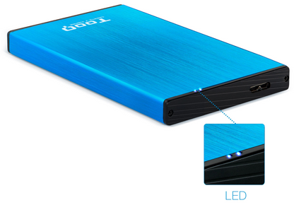 TooQ TQE-2527BL caja para disco duro externo Caja de disco duro (HDD) Negro, Azul 2.5''