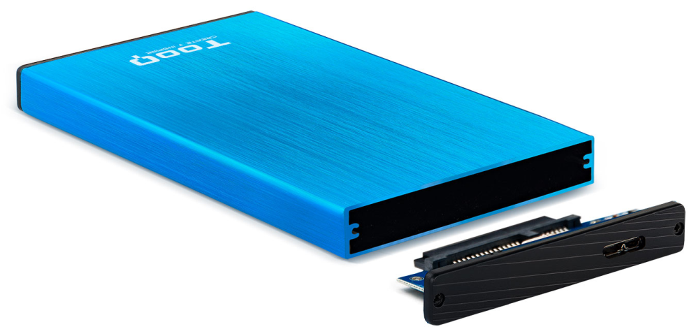 TooQ TQE-2527BL caja para disco duro externo Caja de disco duro (HDD) Negro, Azul 2.5''