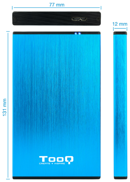 TooQ TQE-2527BL caja para disco duro externo Caja de disco duro (HDD) Negro, Azul 2.5''
